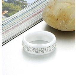 Bague En Céramique Tungstène Blanc De Haute Qualité Avec Strass