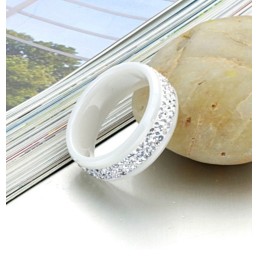 Bague En Céramique Tungstène Blanc De Haute Qualité Avec Strass