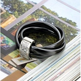 Bague En Céramique Tungstène Noire Avec Strass, De Renommée Mondiale