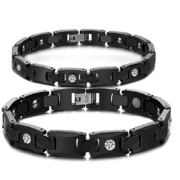 Bracelet En Céramique Tungstène Noir De Haute Qualité Pour Amoureux Avec Strass