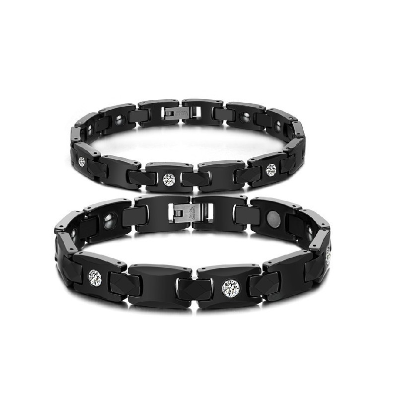 Bracelet En Céramique Tungstène Noir De Haute Qualité Pour Amoureux Avec Strass Bracelet En Céramique Tungstène Noir De Haute Qualité Pour Amoureux Avec Strass