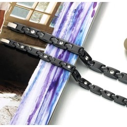 Bracelet En Céramique Tungstène Noir De Haute Qualité Pour Amoureux Avec Strass