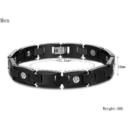 Bracelet En Céramique Tungstène Noir De Haute Qualité Pour Amoureux Avec Strass