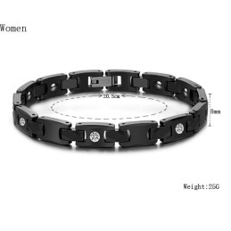 Bracelet En Céramique Tungstène Noir De Haute Qualité Pour Amoureux Avec Strass