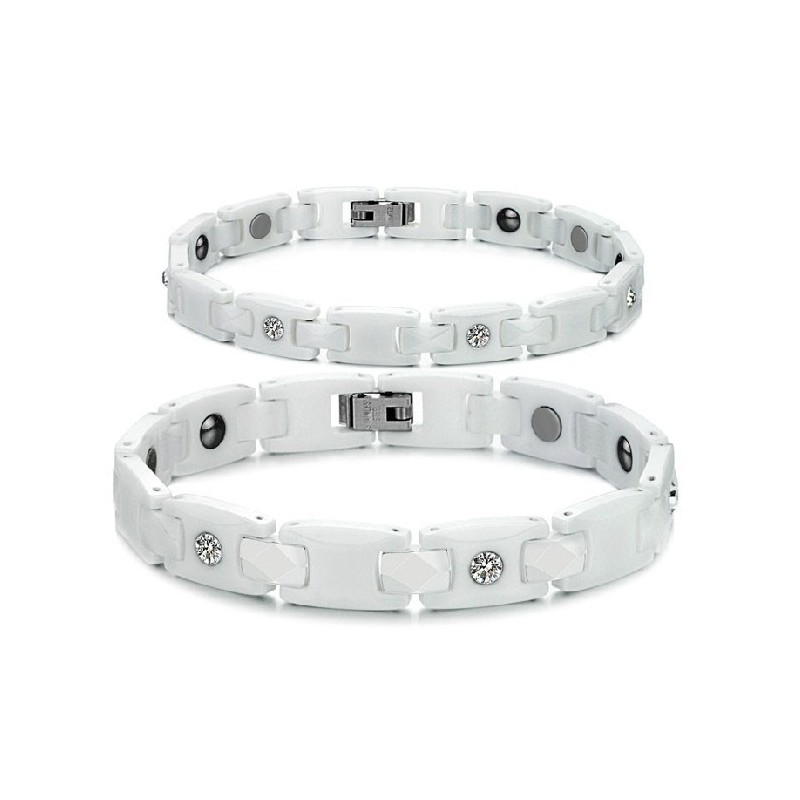 Bracelet En Céramique Tungstène Blanc De Haute Qualité Pour Amoureux Avec Strass