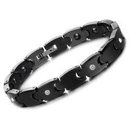 Bracelet En Céramique Tungstène Noir De Haute Qualité Avec Strass