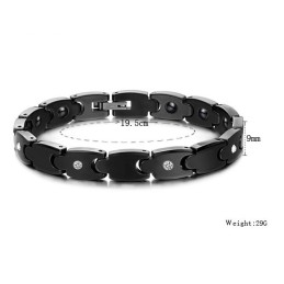 Bracelet En Céramique Tungstène Noir De Haute Qualité Avec Strass
