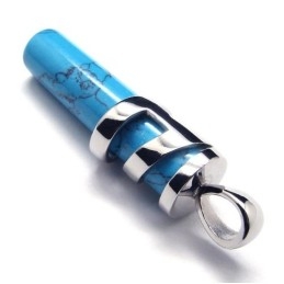 Pendentif Tendance En Titane Et Cornaline Bleue - Chaîne Gratuite