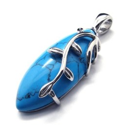 Pendentif Tendance En Titane Et Cornaline Bleue - Chaîne Gratuite