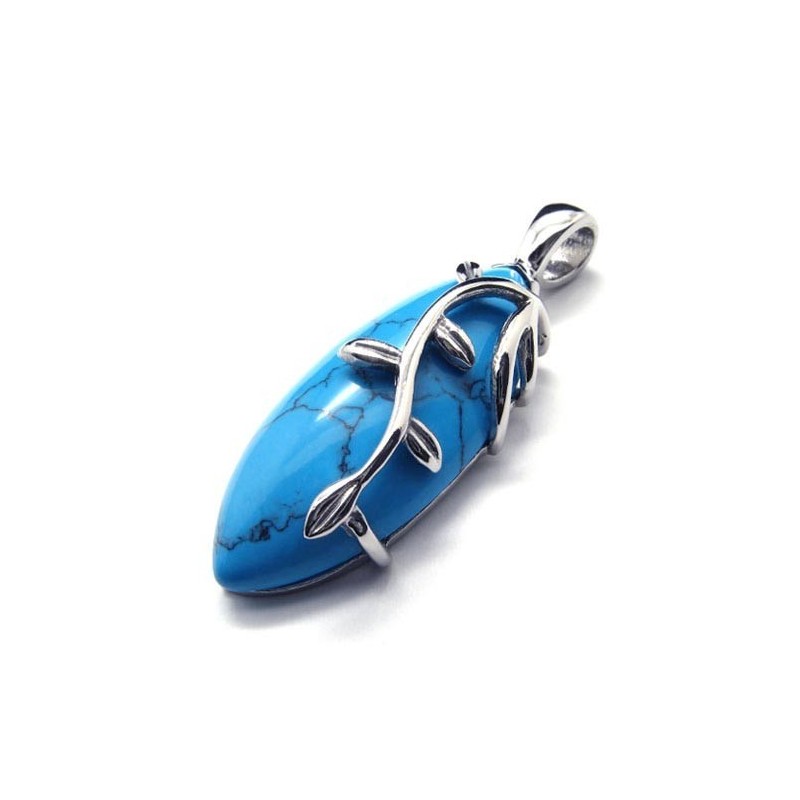 Pendentif Tendance En Titane Et Cornaline Bleue - Chaîne Gratuite Pendentif Tendance En Titane Et Cornaline Bleue - Chaîne Gratuite