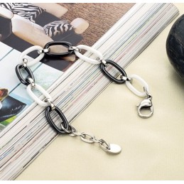 Bracelet En Céramique Tungstène Noir Et Blanc De Haute Qualité Pour Femme