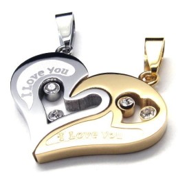 Pendentifs En Titane Avec Inscription « Je T'Aime » - Chaîne Gratuite