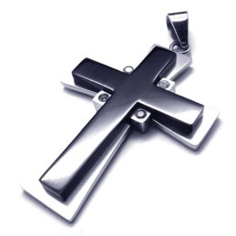 Pendentif Croix Noire En Titane De Style Nouveau - Chaîne Gratuite