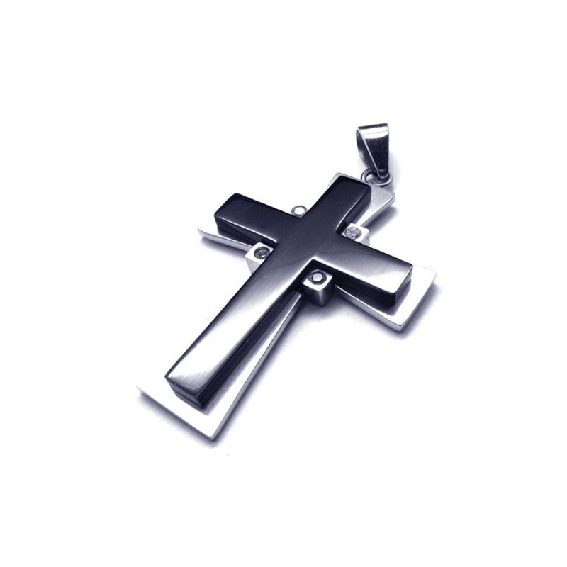 Pendentif Croix Noire En Titane De Style Nouveau - Chaîne Gratuite Pendentif Croix Noire En Titane De Style Nouveau - Chaîne Gratuite
