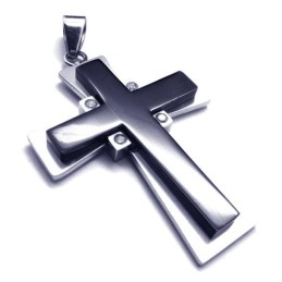 Pendentif Croix Noire En Titane De Style Nouveau - Chaîne Gratuite