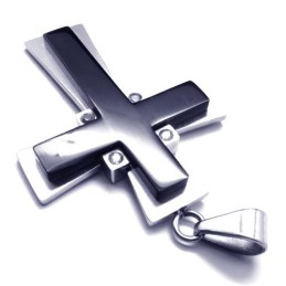 Pendentif Croix Noire En Titane De Style Nouveau - Chaîne Gratuite