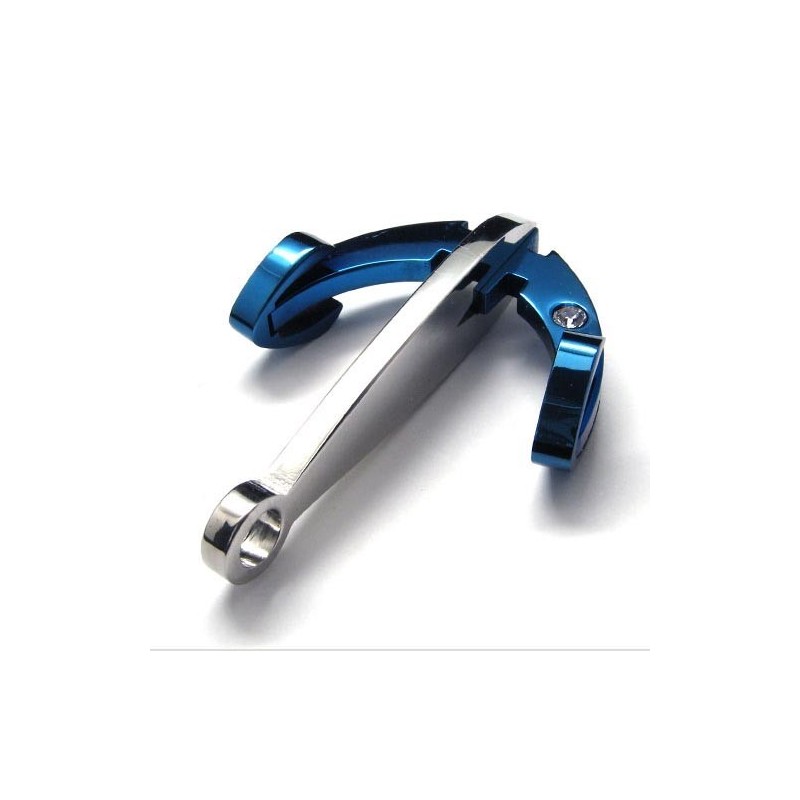 Pendentif Ancre Bleue Tendance En Titane - Chaîne Gratuite Pendentif Ancre Bleue Tendance En Titane - Chaîne Gratuite