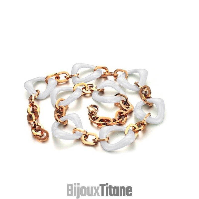 Collier En Céramique Tungstène Plaqué Or Rose, Qualité Et Quantité Garanties Collier En Céramique Tungstène Plaqué Or Rose, Qualité Et Quantité Garanties