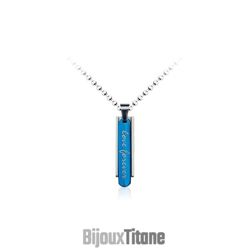 Pendentif Tendance En Titane Bleu Pour Homme - Chaîne Offerte Pendentif Tendance En Titane Bleu Pour Homme - Chaîne Offerte