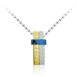 Pendentif Délicat Amovible En Titane Bleu Et Blanc Pour Homme - Chaîne Offerte