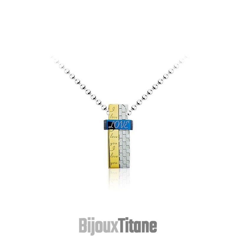 Pendentif Délicat Amovible En Titane Bleu Et Blanc Pour Homme - Chaîne Offerte Pendentif Délicat Amovible En Titane Bleu Et Blanc Pour Homme - Chaîne Offerte