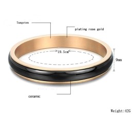 Bracelet Jonc En Céramique Tungstène Noir De Haute Qualité