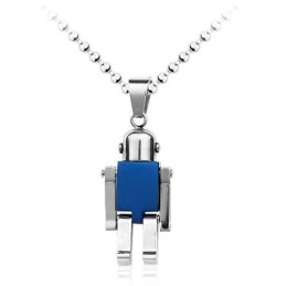 Joli Pendentif Robot Bleu En Titane Pour Homme - Chaîne Offerte