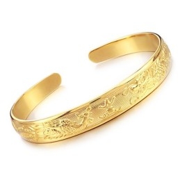 Bracelet Jonc Plaqué Or 18 Carats Pour Femme De Haute Qualité