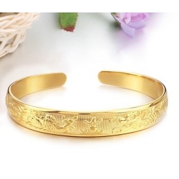 Bracelet Jonc Plaqué Or 18 Carats Pour Femme De Haute Qualité