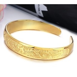 Bracelet Jonc Plaqué Or 18 Carats Pour Femme De Haute Qualité
