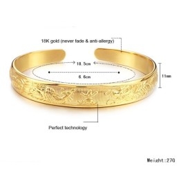 Bracelet Jonc Plaqué Or 18 Carats Pour Femme De Haute Qualité