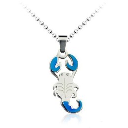 Pendentif En Titane Bleu Pour Homme, Modèle Scorpion Tendance - Chaîne Offerte