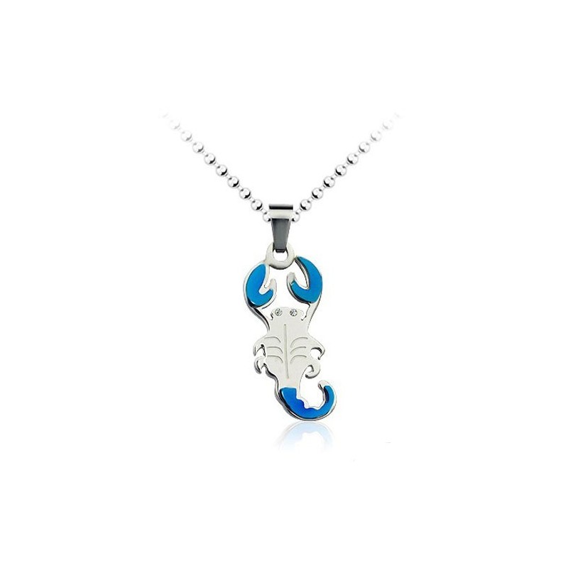 Pendentif En Titane Bleu Pour Homme, Modèle Scorpion Tendance - Chaîne Offerte