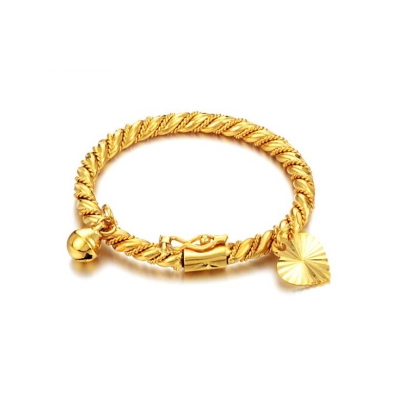 Bracelet Jonc Plaqué Or 18 Carats Pour Enfant Avec Clochette, Vendu Dans Le Monde Entier Bracelet Jonc Plaqué Or 18 Carats Pour Enfant Avec Clochette, Vendu Dans Le Monde Entier