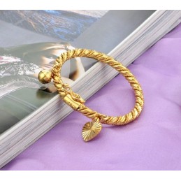 Bracelet Jonc Plaqué Or 18 Carats Pour Enfant Avec Clochette, Vendu Dans Le Monde Entier
