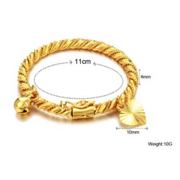 Bracelet Jonc Plaqué Or 18 Carats Pour Enfant Avec Clochette, Vendu Dans Le Monde Entier