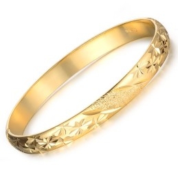 Bracelet Jonc Plaqué Or 18 Carats À Motif Étoile Pour Femme, Facile À Utiliser