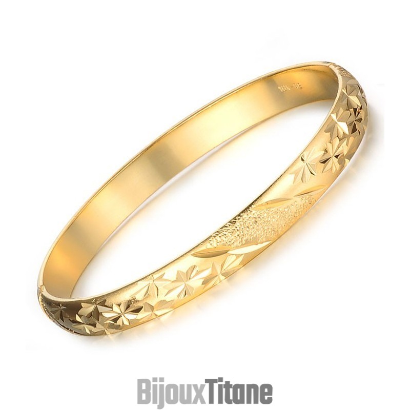 Bracelet Jonc Plaqué Or 18 Carats À Motif Étoile Pour Femme, Facile À Utiliser Bracelet Jonc Plaqué Or 18 Carats À Motif Étoile Pour Femme, Facile À Utiliser