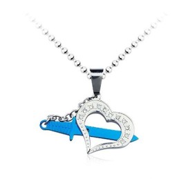 Pendentif Élégant En Titane Bleu Pour Homme - Chaîne Offerte