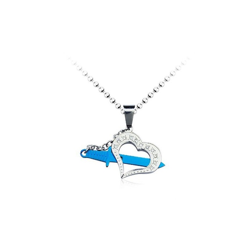 Pendentif Élégant En Titane Bleu Pour Homme - Chaîne Offerte Pendentif Élégant En Titane Bleu Pour Homme - Chaîne Offerte