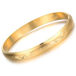 Bracelet Jonc Plaqué Or 18 Carats Pour Femme De Haute Qualité