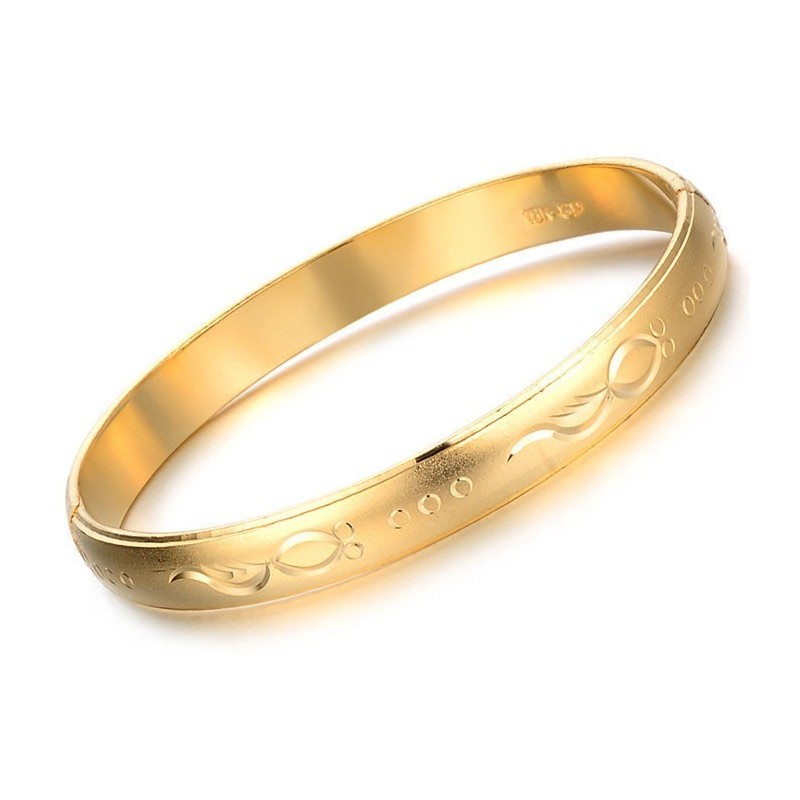 Bracelet Jonc Plaqué Or 18 Carats Pour Femme De Haute Qualité