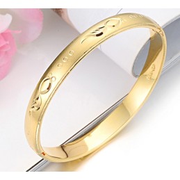 Bracelet Jonc Plaqué Or 18 Carats Pour Femme De Haute Qualité