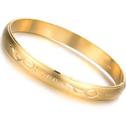 Bracelet Jonc Plaqué Or 18 Carats Pour Femme De Haute Qualité