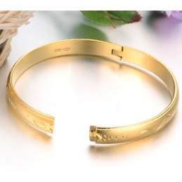 Bracelet Jonc Plaqué Or 18 Carats Pour Femme De Haute Qualité