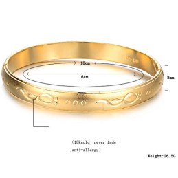 Bracelet Jonc Plaqué Or 18 Carats Pour Femme De Haute Qualité