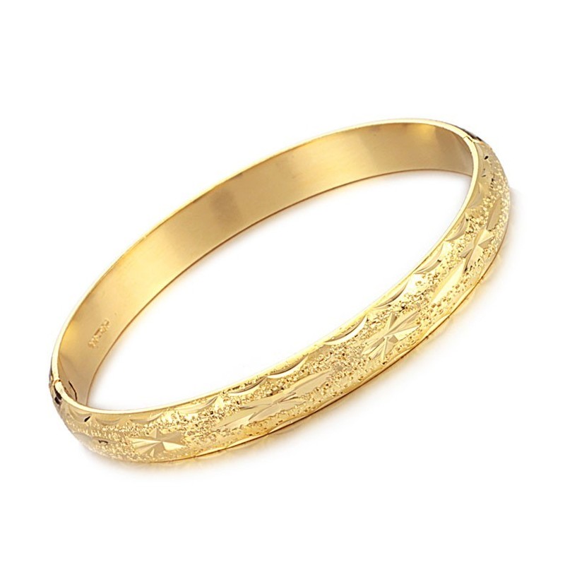 Bracelet Jonc Plaqué Or 18 Carats À Motif Étoile Pour Femme, De Qualité Stable Bracelet Jonc Plaqué Or 18 Carats À Motif Étoile Pour Femme, De Qualité Stable
