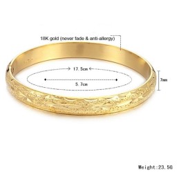 Bracelet Jonc Plaqué Or 18 Carats À Motif Étoile Pour Femme, De Qualité Stable