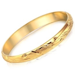 Bracelet Jonc Plaqué Or 18 Carats À Motif Floral Féminin De Haute Qualité