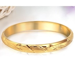 Bracelet Jonc Plaqué Or 18 Carats À Motif Floral Féminin De Haute Qualité
